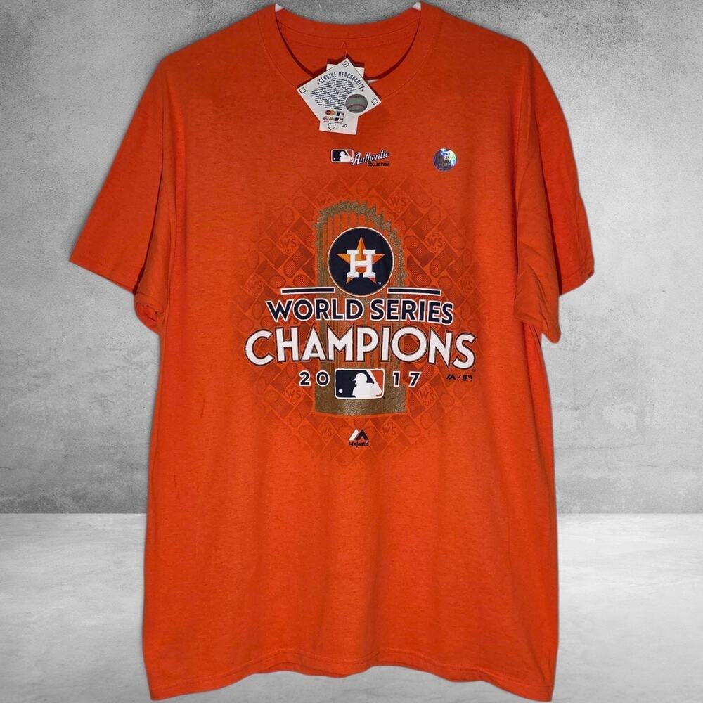NWT 2017 Houston Astros World Series Champions T-Shirt Majestic Large